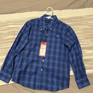 Southern Marsh Blue Plaid Kids Button-Up Shirt